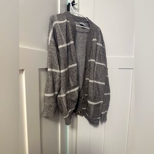 First Love Gray and White Women's Cardigan